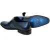 Shop Corrente C0143-5691 Deerskin Cap-Toe Tie-Less Shoes Navy