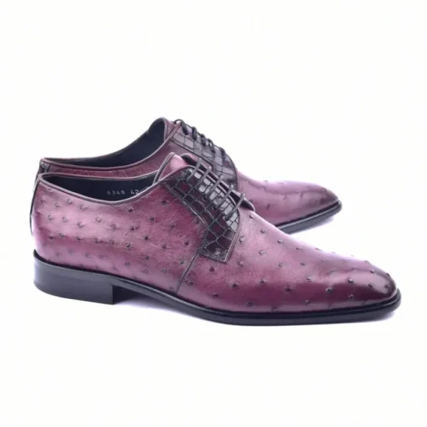 corrente_c_genuine_ostric_0-11.webp Sale Corrente C01504-6348 Genuine Ostrich Lace Up Burgundy