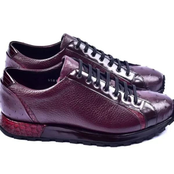 corrente_c_genuine_ostric_0-15.webp Sale Corrente C001305-5581 Genuine Ostrich Fashion Sneakers Burgundy