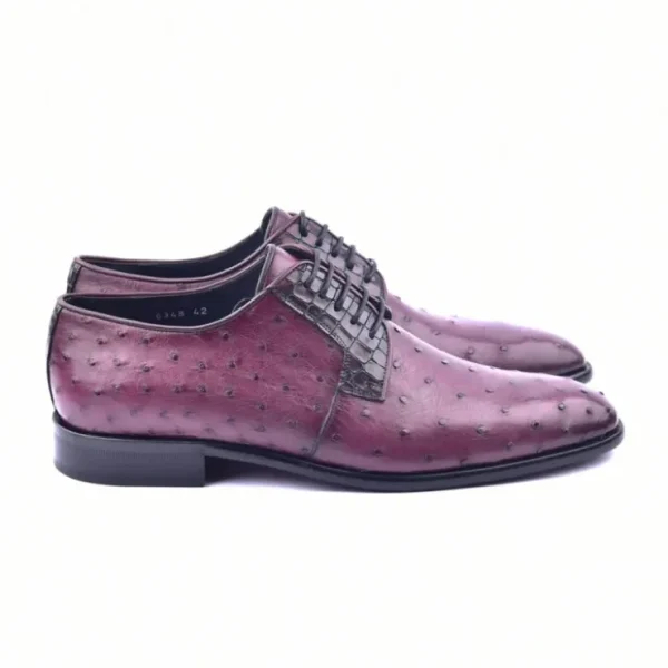 corrente_c_genuine_ostric_1-10.webp Sale Corrente C01504-6348 Genuine Ostrich Lace Up Burgundy