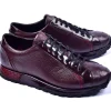 Sale Corrente C001305-5581 Genuine Ostrich Fashion Sneakers Burgundy