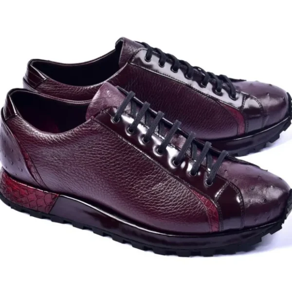 corrente_c_genuine_ostric_1-14.webp Sale Corrente C001305-5581 Genuine Ostrich Fashion Sneakers Burgundy