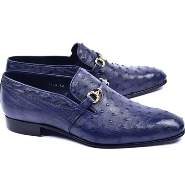 corrente_c_genuine_ostric_1-4.webp Outlet Corrente C0223-5776 Genuine Ostrich Loafers Navy