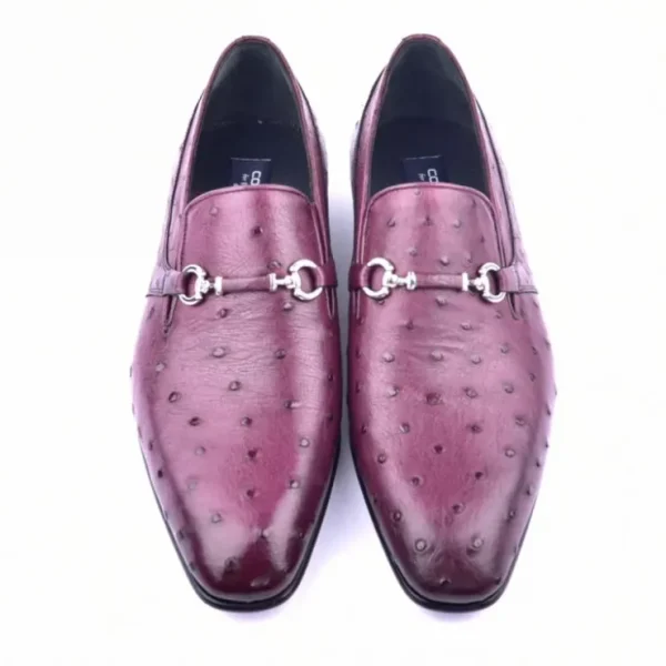 corrente_c_genuine_ostric_3-11.webp Shop Corrente C0229-5776 Genuine Ostrich Buckle Loafer Burgundy