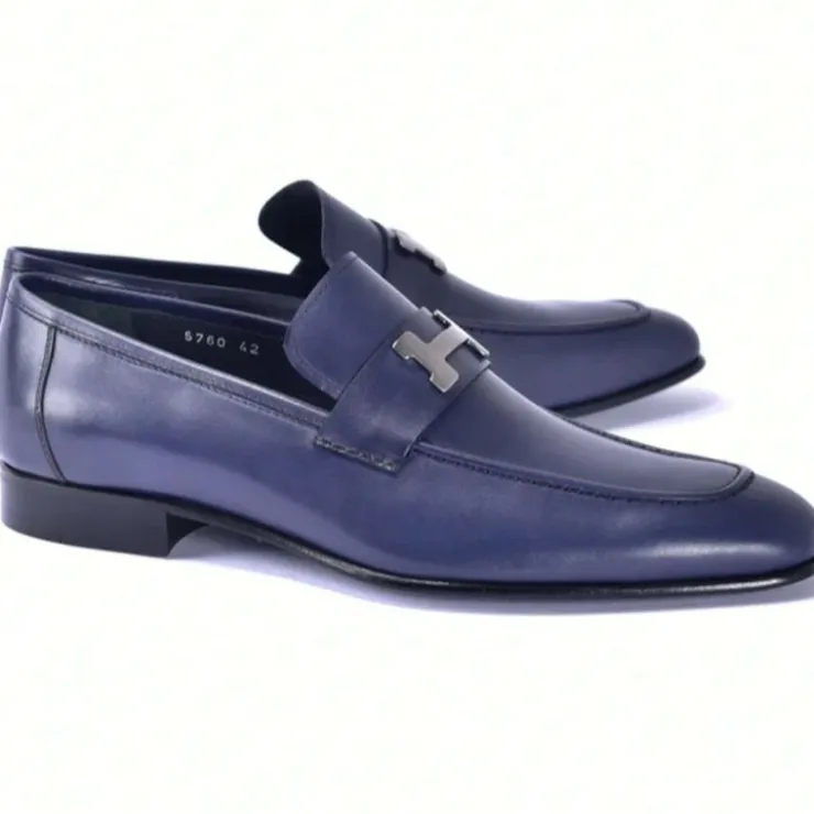 Sale Corrente C02009-5760 H Buckle Loafers Navy