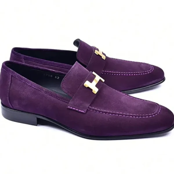 corrente_c_h_buckle_suede_1-1.webp Online Corrente C02004-5760 H Buckle Suede Loafers Purple
