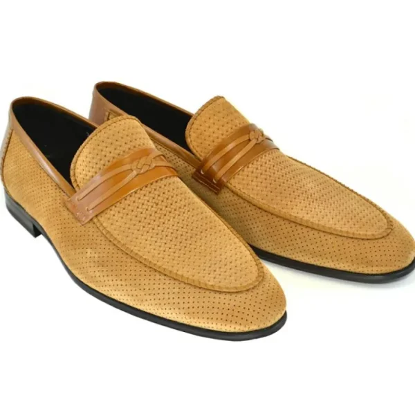 corrente_c_hs_perforated__0.webp Cheap Corrente C132 3417HS Perforated Suede Loafers Tan