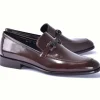 Clearance Corrente C0432-6415 Lux Calfskin Buckle Loafers Brown