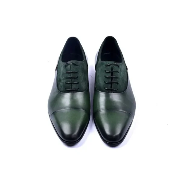 corrente_c_plain_toe_lace_1-1.webp Fashion Corrente C0014040-5230 Plain Toe Lace-up Shoes Green