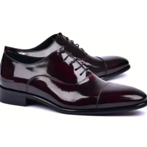 Shop Corrente C0093-6265 Shiny Calfskin Shoes Burgundy