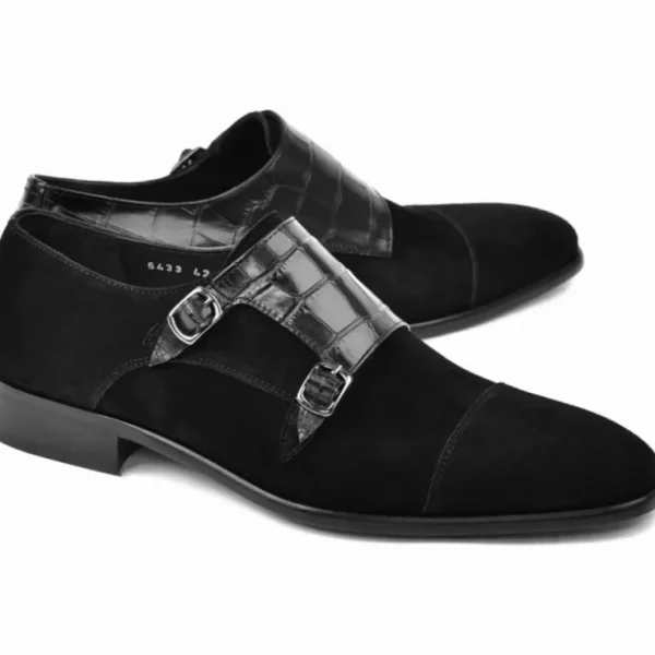 corrente_c_suede_cap_toe__0-1.webp Store Corrente C00017-6433 Suede Cap Toe Monkstrap Black