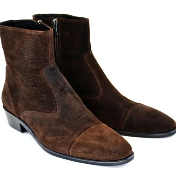 corrente_c_suede_cap_toe__0-3.webp Store Corrente C192-1547 Suede Cap Toe Side Zipper Boots Brown