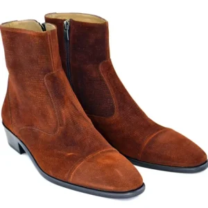 Flash Sale Corrente C193-1547 Suede Cap Toe Side Zipper Boots Tabacco