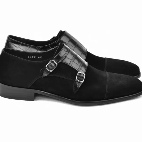 corrente_c_suede_cap_toe__1-1.webp Store Corrente C00017-6433 Suede Cap Toe Monkstrap Black