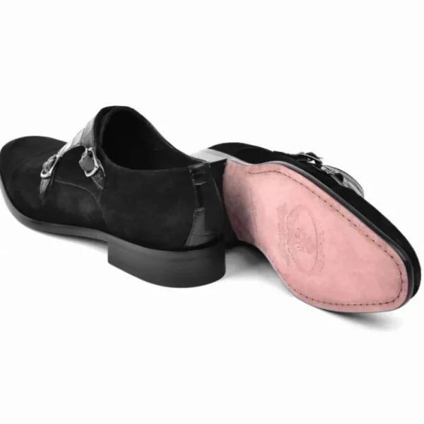 corrente_c_suede_cap_toe__2-1.webp Store Corrente C00017-6433 Suede Cap Toe Monkstrap Black