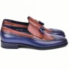 Sale Corrente C00019-7397 Wing Tip Kiltie Tassel Loafer Navy / Brown
