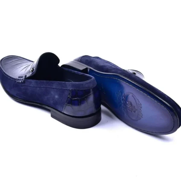 Sale Corrente C001405-3898C Suede / Croco Print Shoes Navy