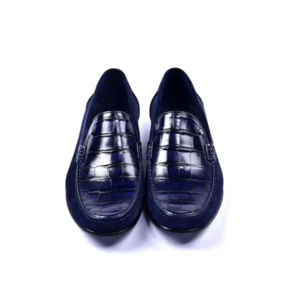 Sale Corrente C001405-3898C Suede / Croco Print Shoes Navy
