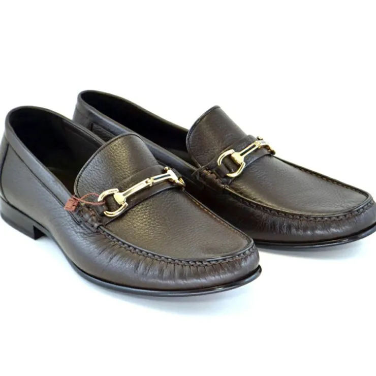 Sale Corrente C170-3898HS Deer Skin Handsewn Loafers Brown