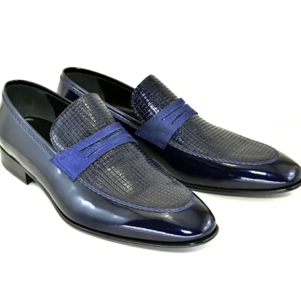 corrente_chs_patent_leath_0-2.webp Fashion Corrente C129-3711HS Patent Leather Penny Loafers Navy