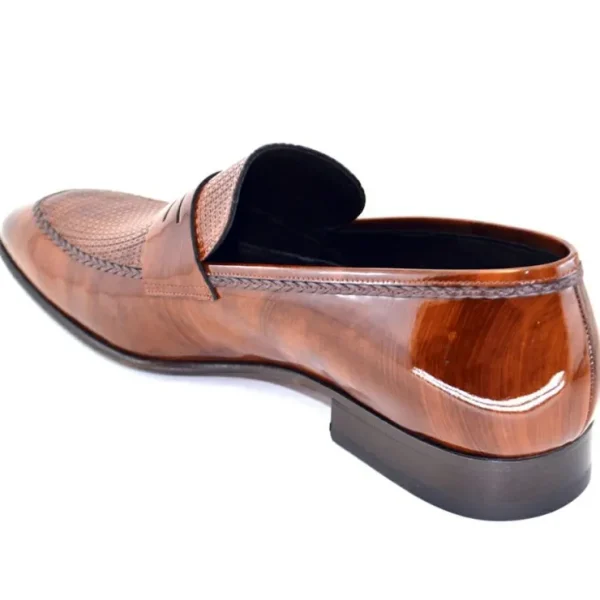 Clearance Corrente C128-3711HS Patent Leather Penny Loafers Brown