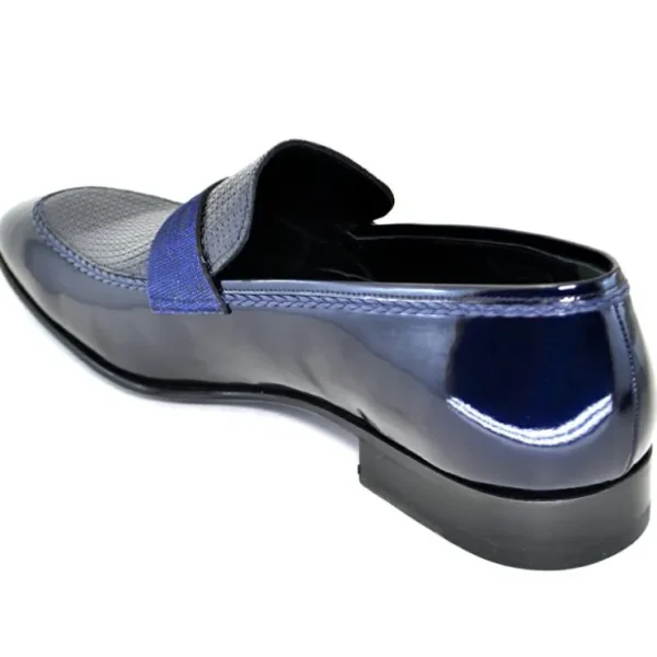 corrente_chs_patent_leath_1-2.webp Fashion Corrente C129-3711HS Patent Leather Penny Loafers Navy