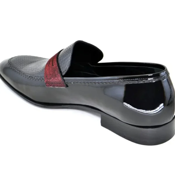corrente_chs_patent_leath_1.webp New Corrente C127-3711HS Patent Leather Penny Loafers Black/Red
