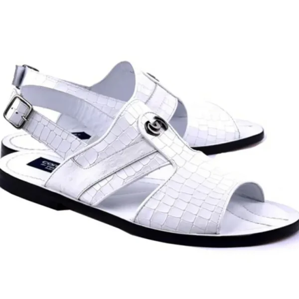 corrente_cs_embossed_leat_0.webp Cheap Corrente C0073-5829S Embossed Leather & Ostrich Sandals White