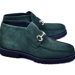 Hot Corrente C03201-5786S Suede Bit Buckle Ankle Boots Green