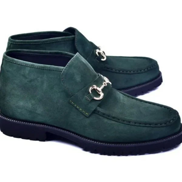 Hot Corrente C03201-5786S Suede Bit Buckle Ankle Boots Green