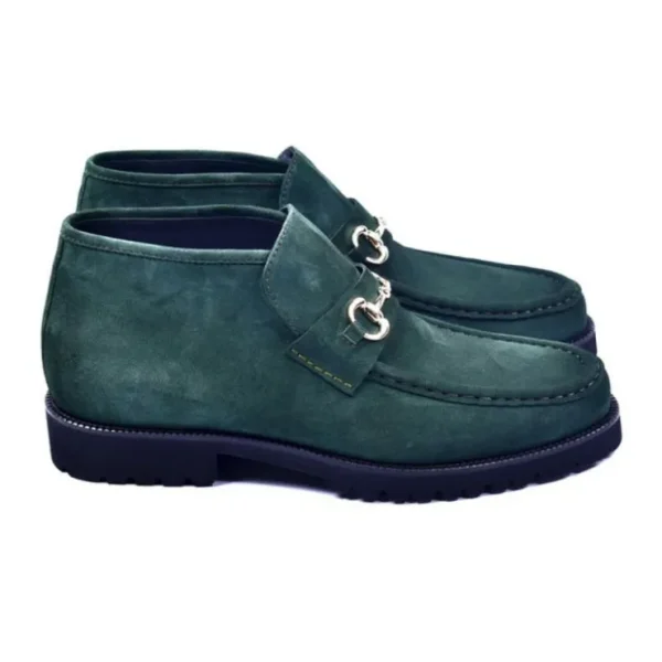 Hot Corrente C03201-5786S Suede Bit Buckle Ankle Boots Green