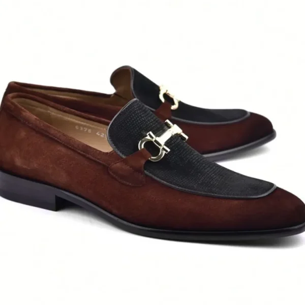 corrente_cs_two_tone_sued_0-3.webp Sale Corrente C11104-6376S Two Tone Suede Bit Loafers Tan / Green
