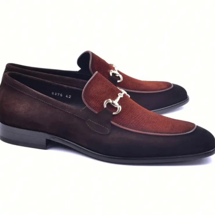 Outlet Corrente C11106-6376S Two Tone Suede Bit Loafers Brown