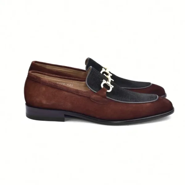 corrente_cs_two_tone_sued_1-3.webp Sale Corrente C11104-6376S Two Tone Suede Bit Loafers Tan / Green