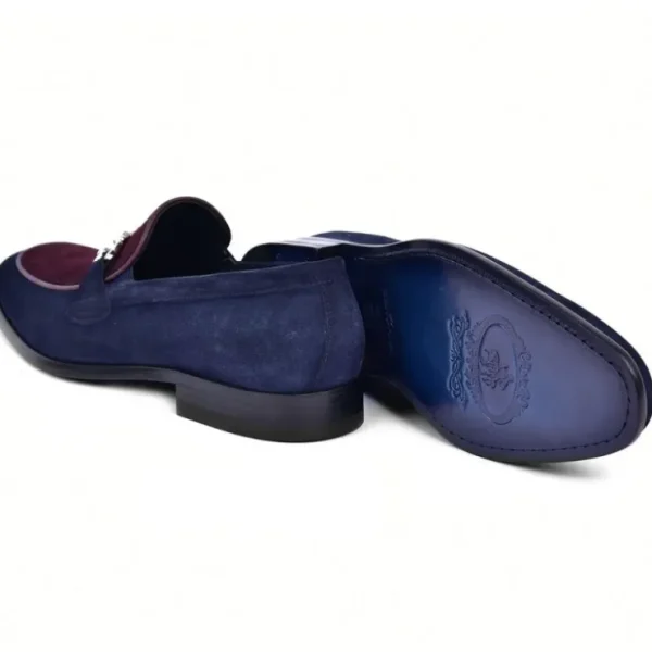 Outlet Corrente C11109-6376S Two Tone Suede Bit Loafers Navy / Burgundy