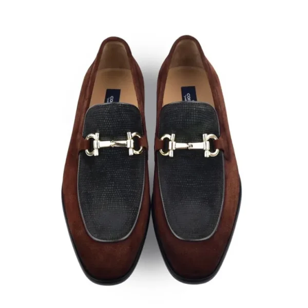 corrente_cs_two_tone_sued_3-3.webp Sale Corrente C11104-6376S Two Tone Suede Bit Loafers Tan / Green