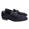 Outlet Corrente P00073 Chello Suede Buckle Loafers Navy