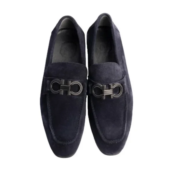 Outlet Corrente P00073 Chello Suede Buckle Loafers Navy