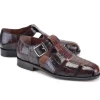 Shop Corrente P00029-8092 Croco Print Sandal Brown