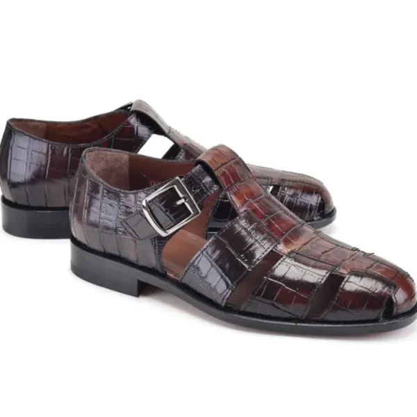 corrente_p_croco_print_sa_0.webp Shop Corrente P00029-8092 Croco Print Sandal Brown