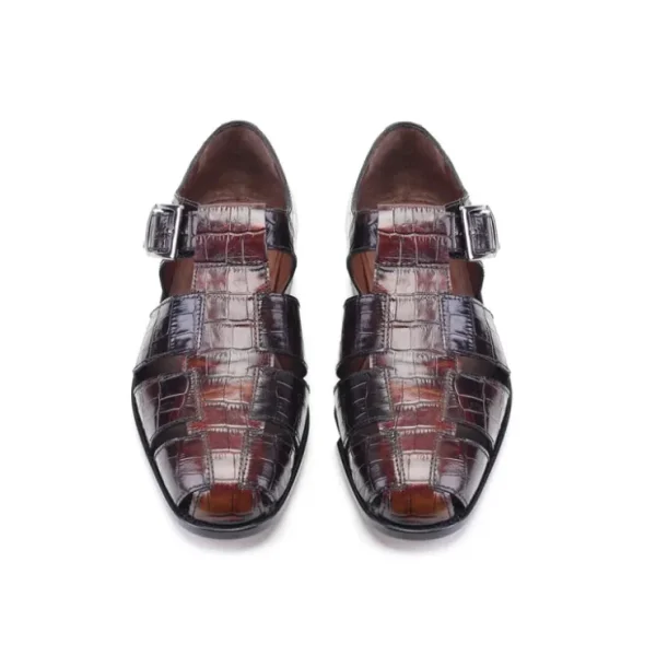 corrente_p_croco_print_sa_3.webp Shop Corrente P00029-8092 Croco Print Sandal Brown