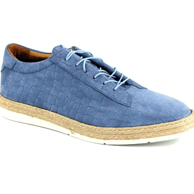 Sale Corrente P01062 Monaco Croc Print Nubuck Sneakers Blue