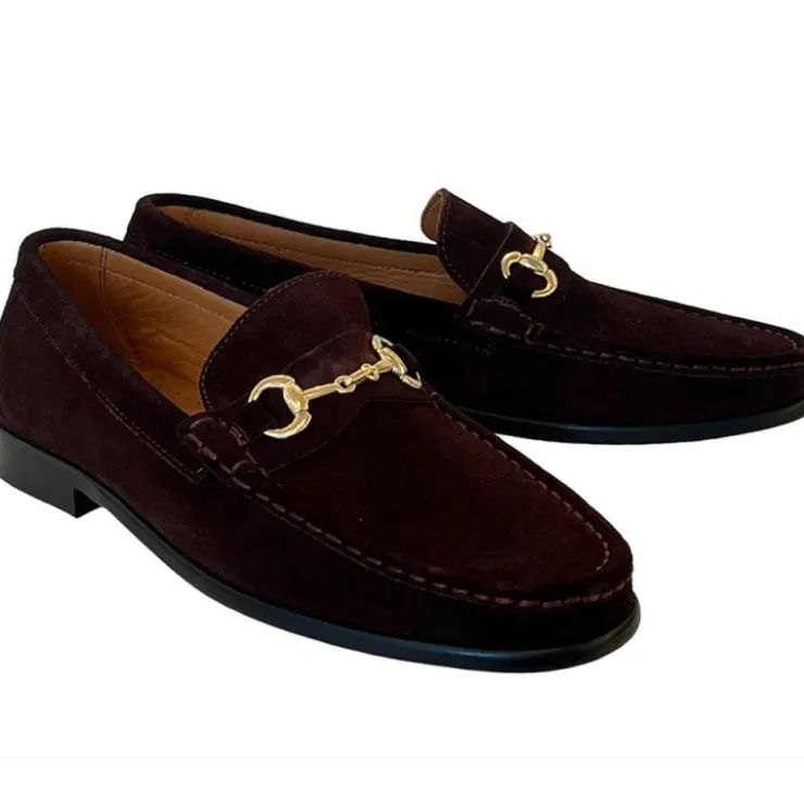 Fashion Corrente P000613-6444 Suede Bit Buckle Loafers Brown