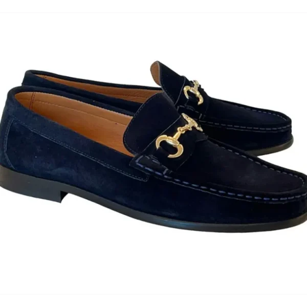 Flash Sale Corrente P000615-6444 Suede Bit Buckle Loafers Navy