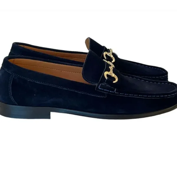 Flash Sale Corrente P000615-6444 Suede Bit Buckle Loafers Navy
