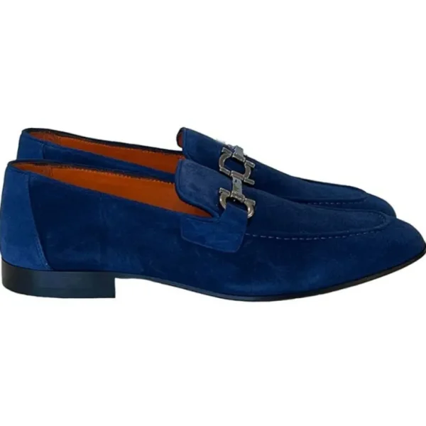 corrente_p_suede_bit_buck_1-4.webp Sale Corrente P000658-6472 Suede Bit Buckle Loafers Blue