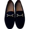 Outlet Corrente P000612-6444 Suede Bit Buckle Loafers Black