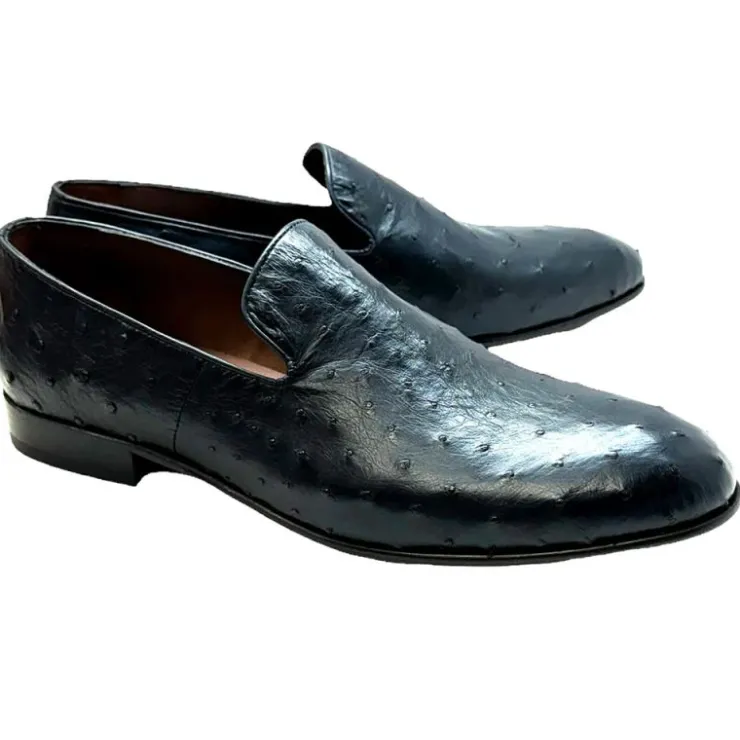 Flash Sale Corrente P00059 Warren Ostrich Loafer Navy