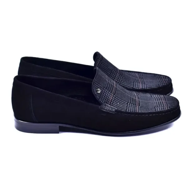corrente_s_handsewn_suede_1.webp Online Corrente 3898S Handsewn Suede / Fabric Loafers Black