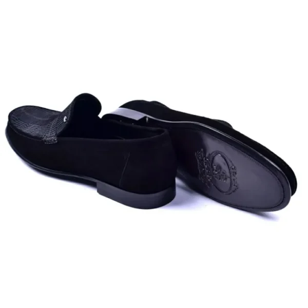corrente_s_handsewn_suede_3.webp Online Corrente 3898S Handsewn Suede / Fabric Loafers Black